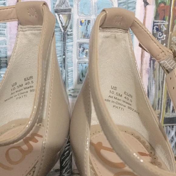 NIB Sam Edelman ‘Patti’ Ankle Strap Heel in Patent Nude leather Size 10.5! 🎉 - Picture 13 of 15